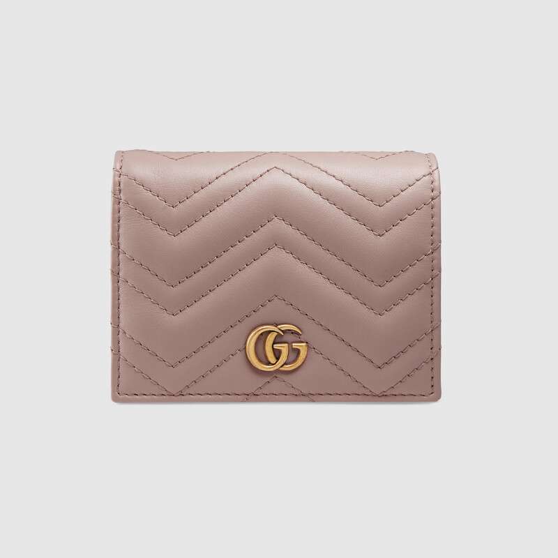 Gucci GG Marmont Card Case Wallet 466492 Dusty pink